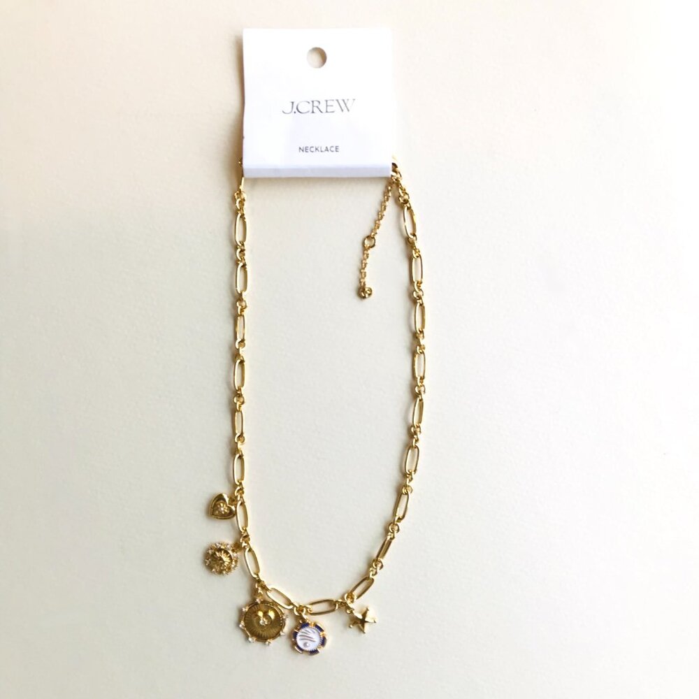 NWT J.Crew Factory Clustered heart charms chain necklace - Picture 3 of 3
